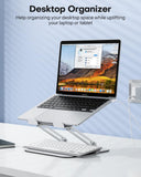 OMOTON Laptop Stand for Desk, Ergonomic Metal Adjustable Laptop Stand, Laptop Holder Riser with Cooling Function, Computer Stand Compatible with MacBook and All Laptops (10 - 17.2 inch), Silver