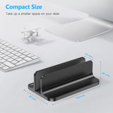 OMOTON Vertical Laptop Stand Holder, Desktop Aluminum Stand for MacBook with Adjustable Dock Size, Fits All MacBook, Surface, Chromebook and Gaming Laptops (Up to 17.3 inches),Black