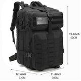 ONE WVW PIN Tactical Backpack for Men, 45L Military Gym Backpacks, Large 3 - Day Assault Pack Bug Out Bag MOLLE Daypack for Rucking Fishing Camping(Black)