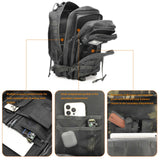 ONE WVW PIN Tactical Backpack with Gun Holster, 45L Military Backpack for Men Assault Pack Bug Out Bag Large Daypack 3 - Day Pack with Side Bottle Holder for Hiking Hunting Black Upgrade