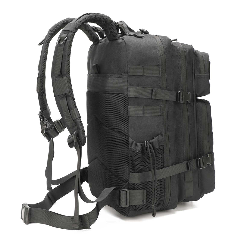 ONE WVW PIN Tactical Backpack with Gun Holster, 45L Military Backpack for Men Assault Pack Bug Out Bag Large Daypack 3 - Day Pack with Side Bottle Holder for Hiking Hunting Black Upgrade
