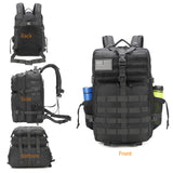 ONE WVW PIN Tactical Backpack with Gun Holster, 45L Military Backpack for Men Assault Pack Bug Out Bag Large Daypack 3 - Day Pack with Side Bottle Holder for Hiking Hunting Black Upgrade