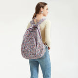 OPQRSTU Women Hippie Hand Bag Large Capacity Bohemian Bag Portable Tourist Fashion Backpacks (Purple white)