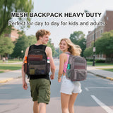 Oraben Heavy Duty Mesh Backpack with Rain Cover Ventilated Swim & Gym Bag College Mesh backpack, See Through Backpacks for School Beach Outdoor Sports