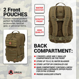ORCA 40L Military Tactical Backpack for Men - 3 Days Out Rucksack Molle Bag for Camping & Hiking - Heavy Duty Survival Backpack Waterproof with Molle Attachments.