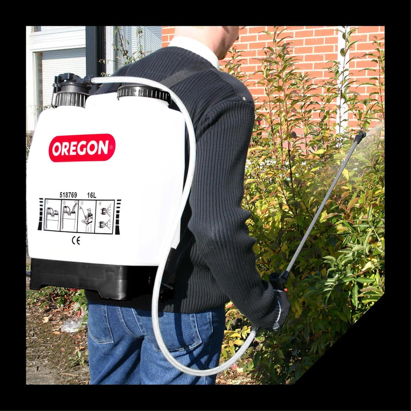 Oregon Backpack Pressure Garden Chemical/Weed Killer Sprayer with Lance and 4 Adjustable Spray Nozzles, 16 Liters, Knapsack Wearable Gardening Accessories