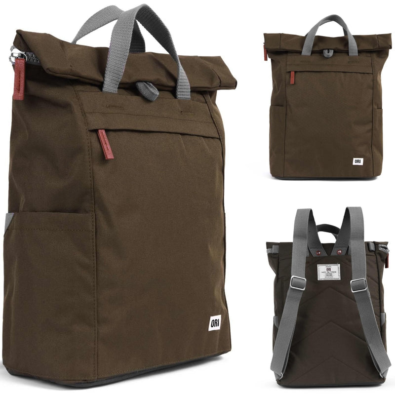 ORI LONDON Travel Backpack - Large Water - Resistant Nylon Rolltop Laptop Backpack for Men & Women - The Finchley - Moss