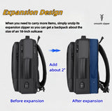ORILOOSEN 17/15.6" Business laptop backpack, PU backpacks, Travel laptop backpack,carry on backpacks, Expandable backpack Men Women (01Standard, Black)
