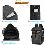 ORILOOSEN Black Leather backpack for men and women, PU leather backpack, waterproof daily commuting bag, casual travel bag (Black)