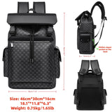 ORILOOSEN Black Leather backpack for men and women, PU leather backpack, waterproof daily commuting bag, casual travel bag (Black)