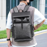 ORILOOSEN Black Leather backpack for men and women, PU leather backpack, waterproof daily commuting bag, casual travel bag (Black)