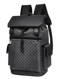 ORILOOSEN Black Leather backpack for men and women, PU leather backpack, waterproof daily commuting bag, casual travel bag (Black)