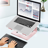 Orionstar Ergonomic Laptop Stand, Premium 5mm Aluminum Riser for 10 - 15.6 Inch Notebook Computer, Tool - Free Detachable Elevator Holder for Desk Office, Sturdy Riser for Eye - Level Neck Relief (Pink)