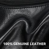 OrrinSports Black Leather Fanny Pack for Men & Women, Fashionable Multi - Pockets Waist Belt Bag for Travel Sports Hiking Cycling Fishing Running