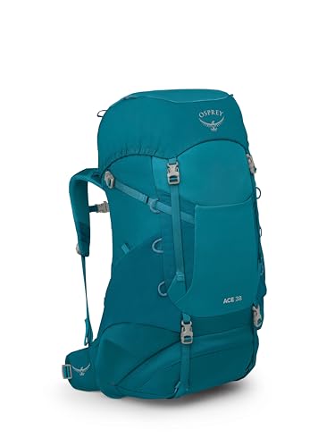 Osprey Ace 38L Kids' Backpacking Backpack, Blue Spikemoss/Deep Peyto | Osprey Backpacks