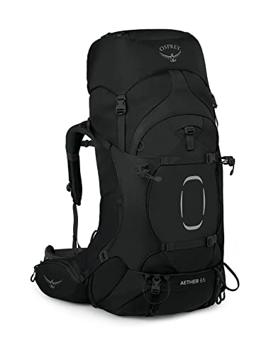Osprey Aether 65L Men's Backpacking Backpack, Black, L/XL, Extended Fit | Osprey Backpacks