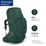 Osprey Aether Plus 85L Men's Backpacking Backpack, Black, L/XL