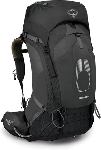 Osprey Atmos AG 50L Men's Backpacking Backpack, Black, L/XL | Osprey Backpacks