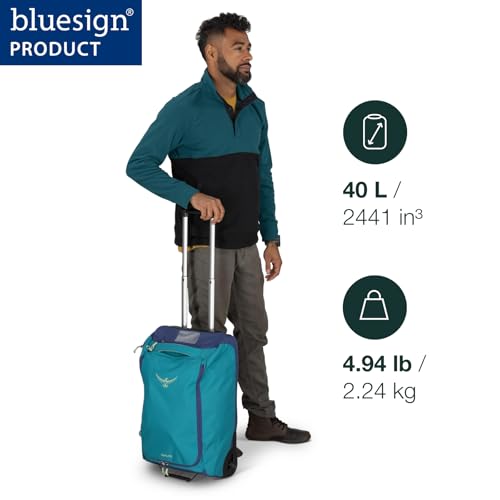 Osprey Daylite 40L Wheeled Carry On Collapsible Travel Duffel Bag, Lightweight Rolling Suitcase, Night Shift Blue | Osprey Backpacks