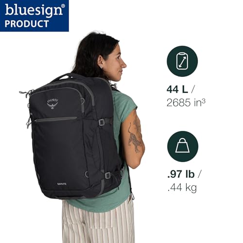 Osprey Daylite 44L Carry-On Travel Pack - Lightweight, Durable Backpack with Streamlined Design - Versatile, Spacious Bag for Weekend Trips or Business, Black | Osprey Backpacks