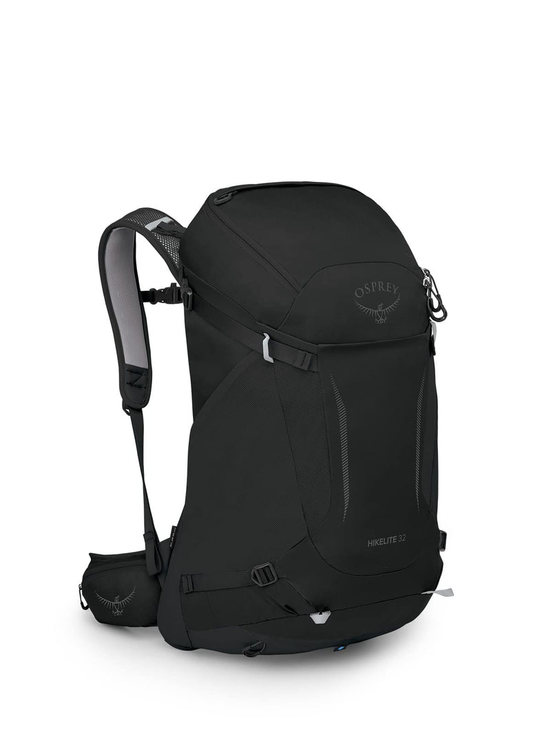 Osprey Hikelite 32L Lightweight Hiking Backpack - Durable Travel Daypack with Rain Cover for Men and Women, Black, S/M