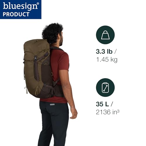 Osprey Kestrel LT 35L Men's Backpacking Backpack - Lightweight Hiking & Camping Bag with Waterproof Raincover, Moss Green | Osprey Backpacks