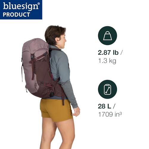 Osprey Kyte LT 28L Women's Backpacking Backpack - Lightweight Hiking & Travel Bag with Waterproof Raincover, Graphite Purple | Osprey Backpacks