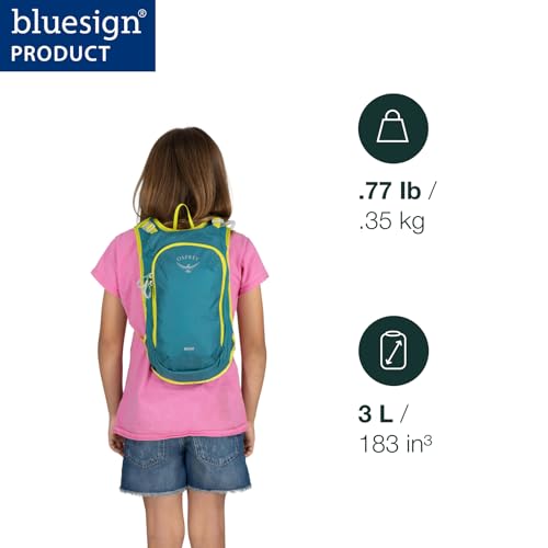 Osprey Moki 3L Kids' Biking Backpack with Hydraulics Reservoir, Blue Spikemoss | Osprey Backpacks