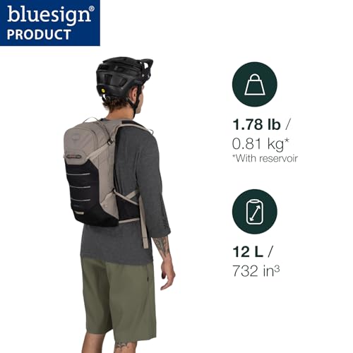 Osprey Raptor LT 12L Men's Mountain Biking Backpack with Hydraulics Reservoir - Lightweight Hydration Tool Bag, Pediment Grey/Black | Osprey Backpacks