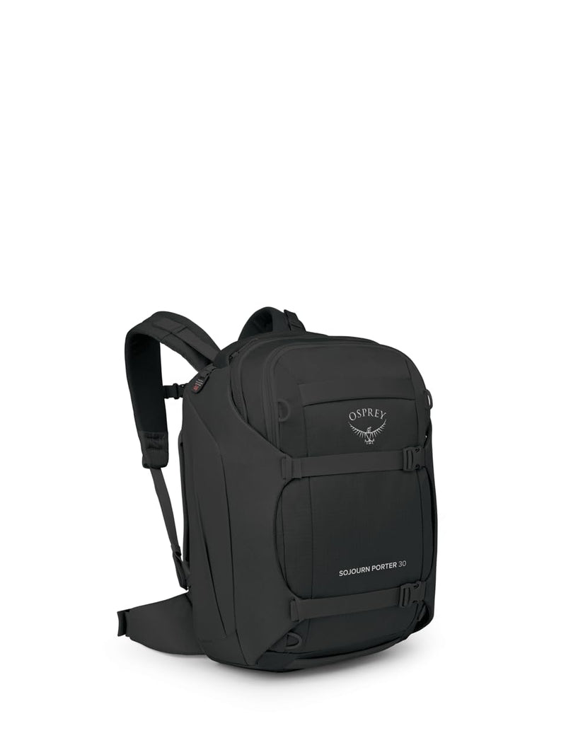 Osprey Sojourn Porter 30L Travel Backpack - Carry - On Compliant Luggage with StraightJacket Compression and Padded Laptop Sleeve - Durable Pack for International or Urban Travel, Black
