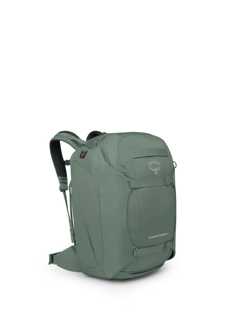 Osprey Sojourn Porter 46L Travel Backpack – Carry - On Compliant Luggage with StraightJacket Compression and Padded Laptop Sleeve – Durable Pack for International or Urban Travel, Koseret Green