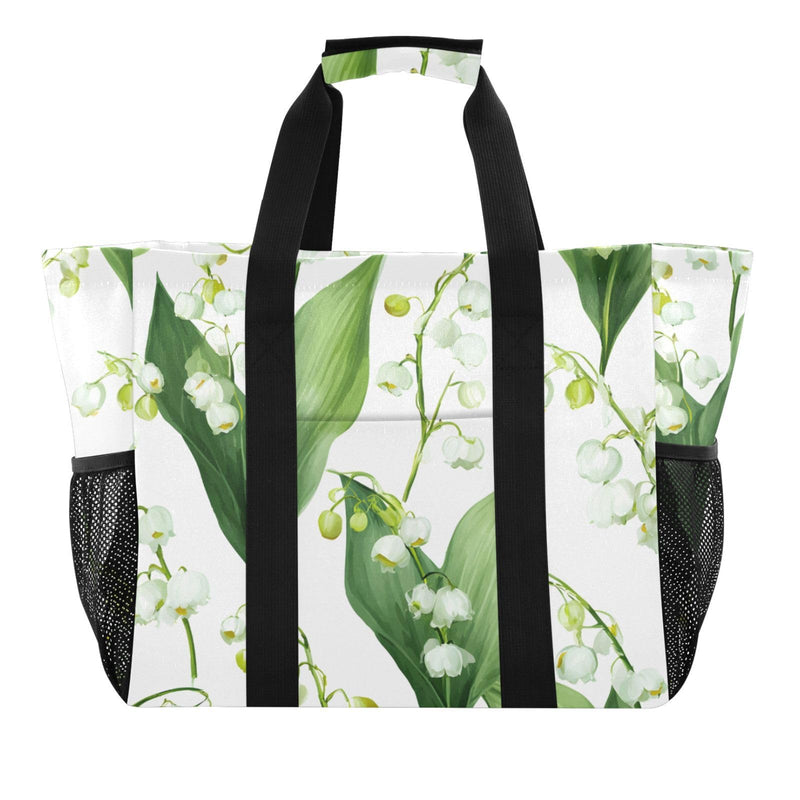 OTVEE Fresh Lily Bloom Pattern Beach Tote Pool Bags for Women Ladies Large Waterproof Gym Tote Carry On Bag for Weekender Swim Gym Shopping Travel Daily Bag