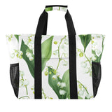 OTVEE Fresh Lily Bloom Pattern Beach Tote Pool Bags for Women Ladies Large Waterproof Gym Tote Carry On Bag for Weekender Swim Gym Shopping Travel Daily Bag