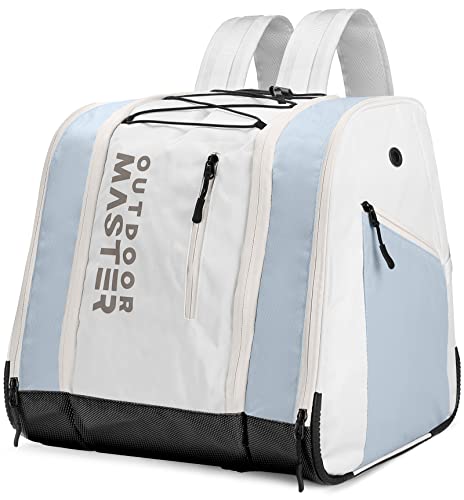 OutdoorMaster 38L Ski Boot Bag, Air Travel Snowboard Boot Backpack with Waterproof Bottom for Ski Helmet, Goggles and Gloves - Snowy | Backpacks4Less