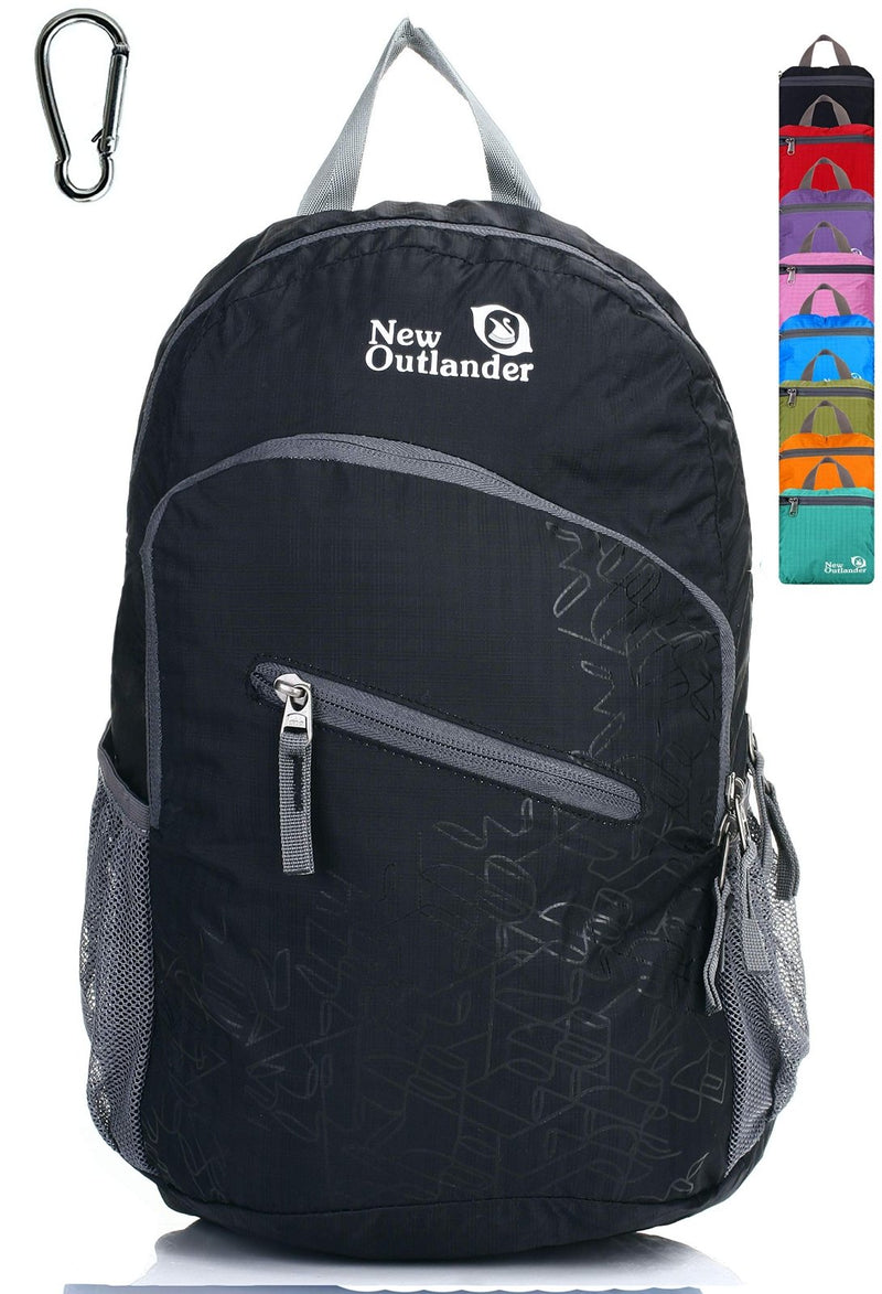Outlander Packable Handy Lightweight Travel Hiking Backpack Daypack - Black - L