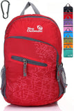 Outlander Packable Handy Lightweight Travel Hiking Backpack Daypack, Red