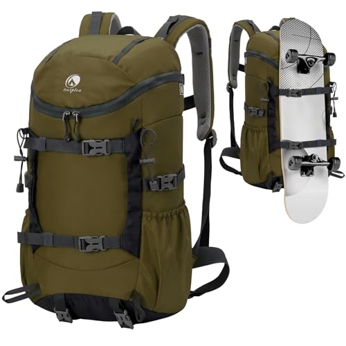 Outplea 30L Skateboard Backpack for Men Women, Waterproof Hiking Backpack with Chest Strap for Camping Hunting, Lightweight Casual | Backpacks4Less