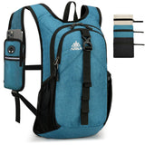 Outplea Folding Hiking Backpack with Phone Pocket for Men Women, Small Ultralight Packable Casual Daypack with Shoulder Chest Straps for Travel, 15L Foldable Lightweight Day Pack, Blue