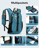 Outplea Folding Hiking Backpack with Phone Pocket for Men Women, Small Ultralight Packable Casual Daypack with Shoulder Chest Straps for Travel, 15L Foldable Lightweight Day Pack, Blue