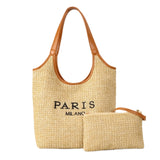 OWGSEE Straw Tote Bags for Women, Summer Straw Purses and Handbags Shoulder Woven Raffia Beach Bag with Coin Purse(Khaki)