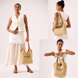 OWGSEE Straw Tote Bags for Women, Summer Straw Purses and Handbags Shoulder Woven Raffia Beach Bag with Coin Purse(Khaki)