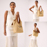OWGSEE Straw Tote Bags for Women, Summer Straw Purses and Handbags Shoulder Woven Raffia Beach Bag with Coin Purse(Khaki)