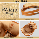 OWGSEE Straw Tote Bags for Women, Summer Straw Purses and Handbags Shoulder Woven Raffia Beach Bag with Coin Purse(Khaki)