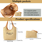 OWGSEE Straw Tote Bags for Women, Summer Straw Purses and Handbags Shoulder Woven Raffia Beach Bag with Coin Purse(Khaki)