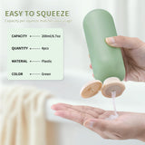 owlyee 6.7oz Travel Shampoo Bottle, Empty Plastic Squeeze Bottles with Flip Cap, 4PCS Lotion Container for Toiletries (200ml, Green)