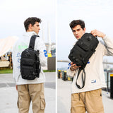 OZUKO Multipurpose Sling Bag for Men, Large Capacity Crossbody Shoulder Bag Waterproof Sling Chest Backpack with Tripod Holder Fit for Outdoor Travel Photography (Black)