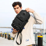 OZUKO Multipurpose Sling Bag for Men, Large Capacity Crossbody Shoulder Bag Waterproof Sling Chest Backpack with Tripod Holder Fit for Outdoor Travel Photography (Black)