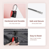 pack all TSA Approved Cable Luggage Locks, 3 Digit Combination Padlocks, Travel Lock for Suitcases & Bag, Alloy Body, Travel Accessories (1 Pack)（Red）