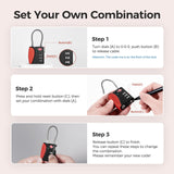 pack all TSA Approved Cable Luggage Locks, 3 Digit Combination Padlocks, Travel Lock for Suitcases & Bag, Alloy Body, Travel Accessories (1 Pack)（Red）