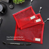 Pack of 3 Nylon Zipper Mesh Pouch Set with Name Tab – Travel & Makeup Organizer – True Red
